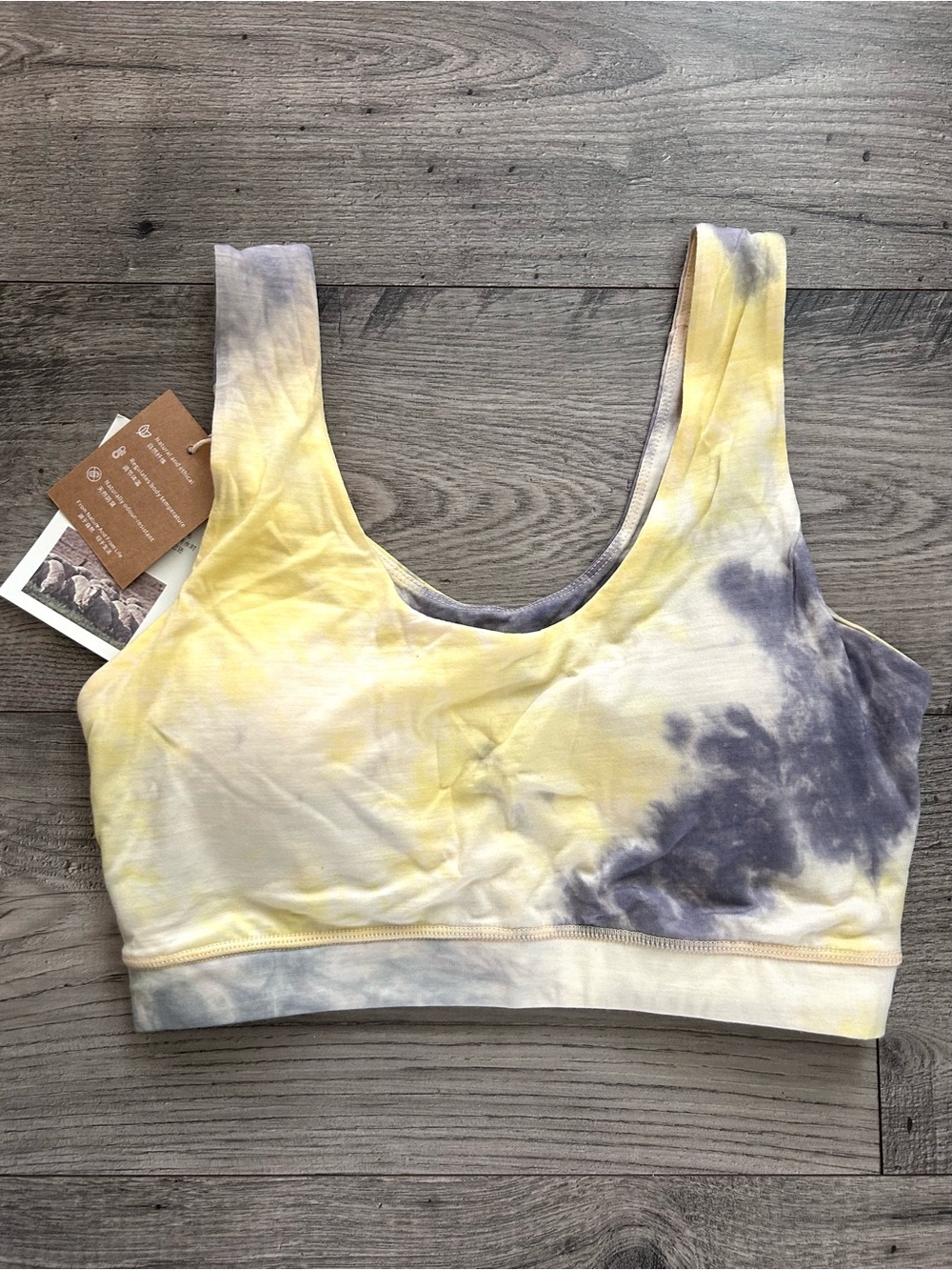 Grey Preparer 100% Australian Superfine Merino Wireless Bra Yellow Gray Sz Large